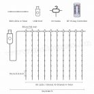 Karácsonyi LED fényfüggöny USB tápegységgel 300 LED 3x2.9 méter M6206USB Hideg Fehér