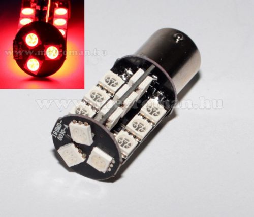 Autós LED izzó BA15S, 27SMD LED-es, Piros, MM-BA15-27SMD5050P