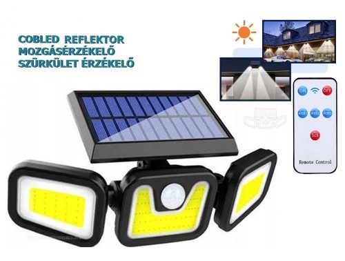 Napelemes udvari kerti COB LED lámpa reflektor mozgásérzékelővel M12282SOL