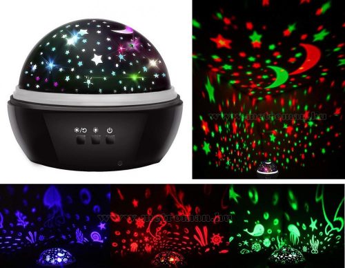 Hangulatos éjszakai fény Csillagos égbolt / Tenger víz alatti világ RGB LED projektor M1652-Black