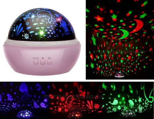 Hangulatos éjszakai fény Csillagos égbolt / Tenger víz alatti világ RGB LED projektor M1652-Pink