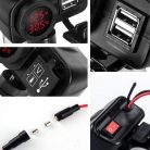 Motorkerékpár USB töltő Volt és Hőmérővel vízmentes M31001A