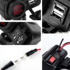 Motorkerékpár USB töltő Volt és Hőmérővel vízmentes M31001B