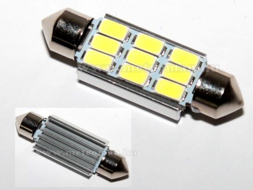 Autós szofita LED izzó, 9 db SMD LED-del, Can-Bus, 41 mm, MM-41MM9SMD5730