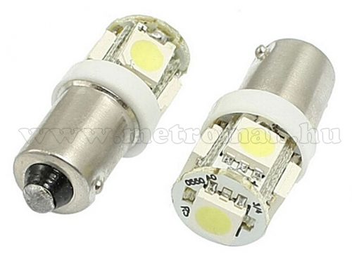 Autós LED izzó fehér, 5 db szuperfényes SMD LED-del BA9S5SMD5050