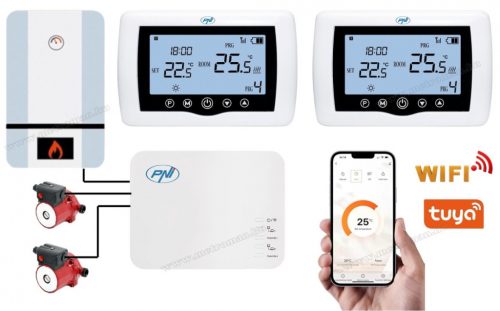 Intelligens dupla vezeték nélküli Wifi okos termosztát MCT410PRO-WIFI-RF2 Dual TuyaSmart