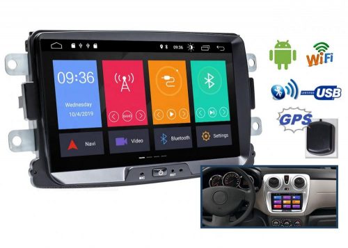 Renault Dacia Android multimédiás autórádió fejegység GPS-el 8" LCD monitorral 2DIN DAC10GPS