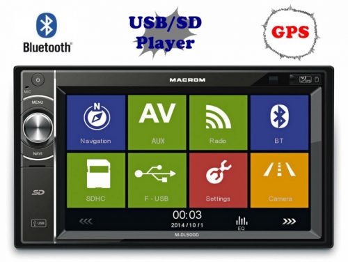 Macrom M-DL5000 USB/SD Bluetooth 2DIN LCD GPS Autó rádió, multimédia fejegység