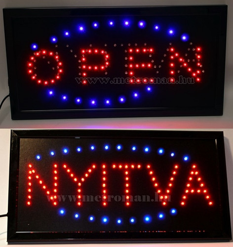 LED világító reklám tábla, OPEN- NYITVA 4-es típus