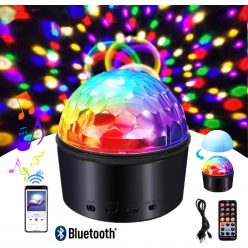   RGB LED Magic diszkó gömb fényeffekt Bluetooth zene lejátszó MQ201RGB-BT