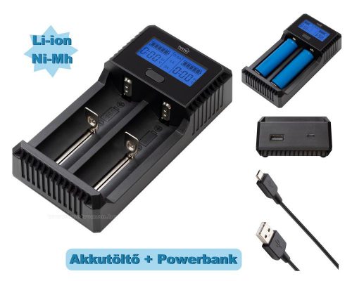 Li-ion és Ni-Mh akkumulátor töltő Powerbank funkcióval MSBC2