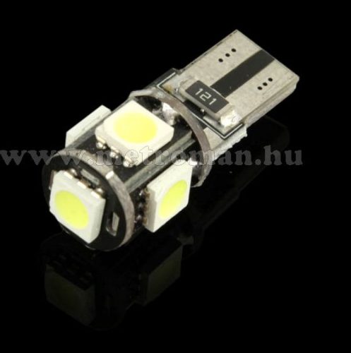 Autós Can-Bus LED izzó, 5 db szuperfényes  SMD LED-del, T105SMD5050LEDCAN